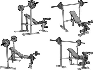 vector sketch illustration silhouette design of fitness machine sport fitness in gym center 