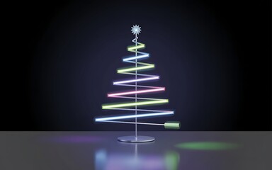 Modern Spiral Christmas Tree with Neon Lights