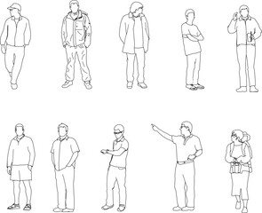 vector sketch illustration silhouette design of various human activities with their work as a complement to the image  