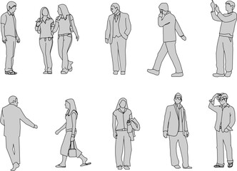 vector sketch illustration silhouette design of various human activities with their work as a complement to the image