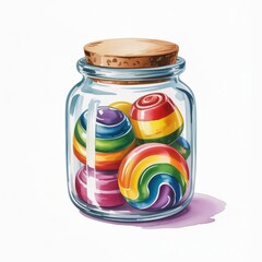 Colorful Marbles in a Glass Jar Create a Cheerful and Vibrant Scene of Childhood Memories