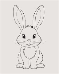 A delicate and gentle hand-drawn style portrait of a rabbit or bunny face. The soft shading and kind expression are perfect for pet shops, springtime design