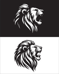 A set featuring two different styles of lion head logos: a fierce, detailed roar and a regal profile. A versatile bundle for branding, tattoo art, or creating variations for corporate identity
