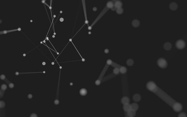 Fototapeta premium Abstract background. Molecules technology with polygonal shapes, connecting dots and lines. Connection structure. Big data visualization.