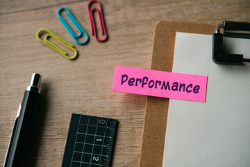 There is sticky note with the word Performance. It is as an eye-catching image.