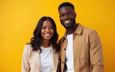 Cheerful young african couple standing. High quality
