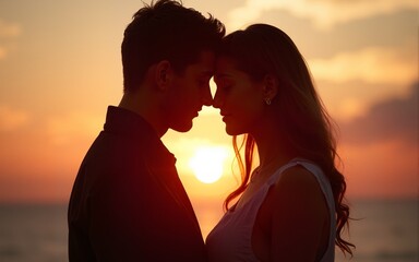 Romantic scene of two attractive lovers. High quality