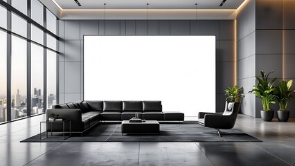 Photorealistic Commercial Interior with Blank Space for Branding