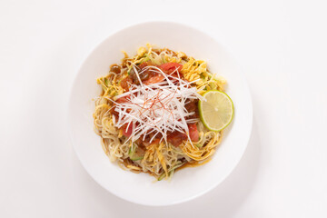 サルサソース 冷やし麺（サルサ・トマト・白髪ネギ・卵・胡瓜使用）