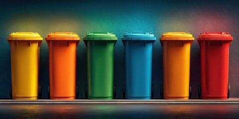 Colorful Recycling and Waste Management Bins for Urban Environments Eco-Friendly Waste Disposal Containers Public Sanitation Solutions for City Streets