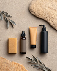 Elegant skincare set with moisturizer serum and cleansing products showcasing natural organic and hydrating beauty essentials for healthy glowing skin