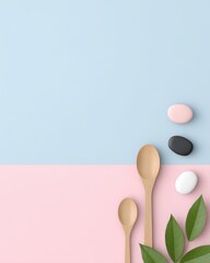 Elegant minimalist pastel decor flatlay with soft colors natural elements stylish arrangement modern aesthetic design for home and lifestyle photography