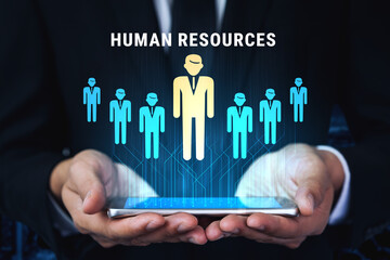 Human Resources (HR) management and corporate leadership. A concept of team building, recruitment, and employee management for company success. Motif