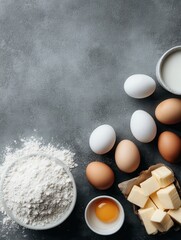 High-quality fresh eggs and baking ingredients including dairy flour butter and eggs perfect for cooking baking breakfast and culinary needs in professional kitchens