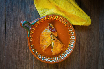 Authentic Mexican Chile Relleno Stuffed with Cheese in Tomato Broth