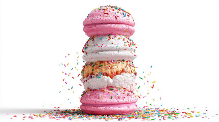 Delightful stacked dessert with colorful sprinkles brings a sweet, celebratory vibe for baking projects, party invitations, and cheerful food designs