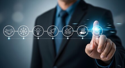 Digital Transformation Icons in Modern Office Environment