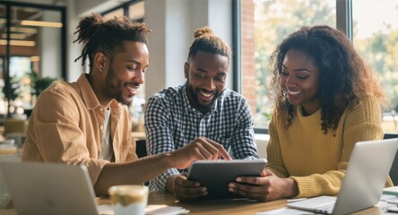 Diverse Team Collaborates on Digital Project