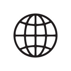 Fototapeta premium Simple Black and White Globe Icon for Global Communication, Digital Design, and International Concepts