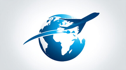Global travel concept with airplane soaring around the world, symbolizing international flight, tourism, and business opportunities