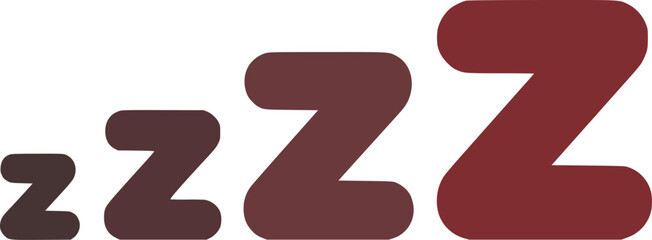 Four stylized zeds in increasing size and muted earth tones sleep rest