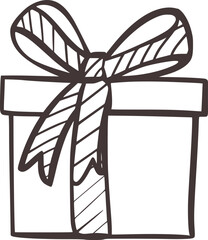 Gift box with striped ribbon and bow present