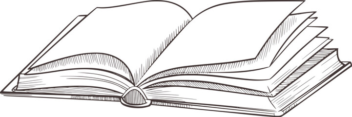 Open book with pages fanned out sketch