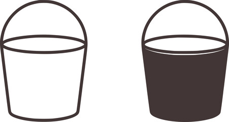 Two buckets one outlined one filled container graphic