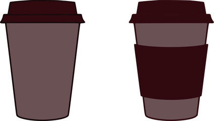 Two disposable cups with dark lids and sleeves coffee cups to go cups