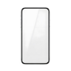 A gray smartphone with a blank white screen is displayed against a clean white background.