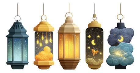 Obraz premium Elegant Collection of Decorative Lanterns with Unique Designs and Colors