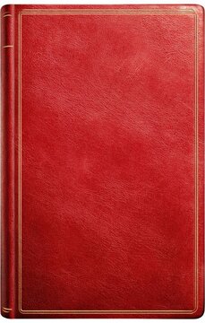 A red book with a gold border, showing slight texture, likely leather bound