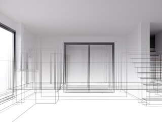 modern empty hall  interior design, 3d rendering