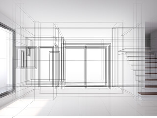 modern empty hall  interior design, 3d rendering