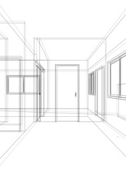 modern empty hall  interior design, 3d rendering