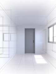 modern empty hall  interior design, 3d rendering