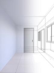 modern empty hall  interior design, 3d rendering