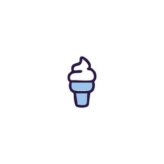 Simple cone of soft-serve ice cream, blue outline