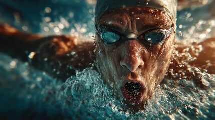 Close-up of a Swimmer in Action