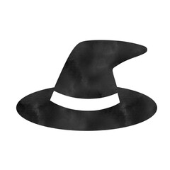 A witch hat silhouette illustration with a watercolor texture, perfect for Halloween designs