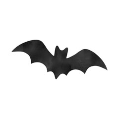 A bat silhouette illustration with a watercolor texture, designed for Halloween themes