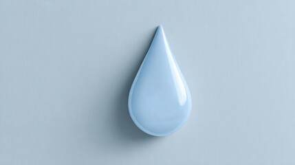 Fototapeta premium Close-up of a Light Blue Droplet on a Smooth Surface, Showcasing Its Glossy Texture and Rounded Shape in Natural Light