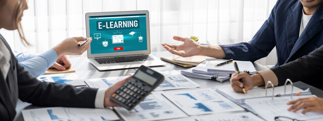 Business intelligence and data analysis concept. Analyst team working on financial data analysis...