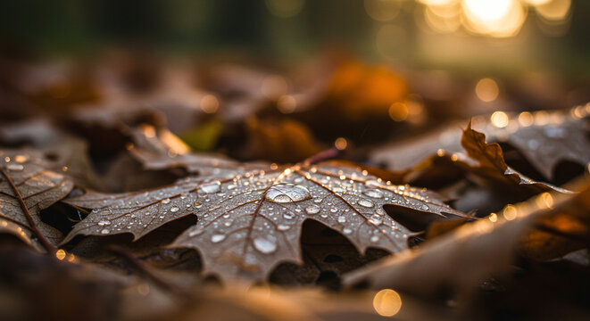 Autumn leaves rain drops fall season nature photography landscape wet leaves outdoor nature scene