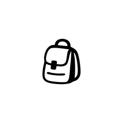 Cartoon backpack with strap and flap closure.