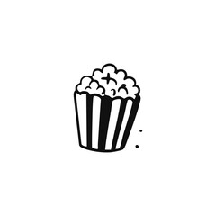 Striped carton brimming with popcorn