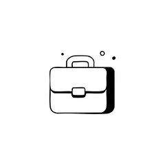 Outline drawing of a briefcase with two dot accents