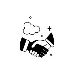 Business handshake with cloud and sparkle graphic