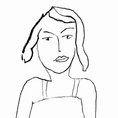 hand-drawn pencil sketch of a woman