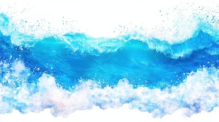 Abstract blue ocean wave painting art. Blue water foam with splash and wave. Ocean energy, marine art, nature concept, aquatic background, modern decorative element.